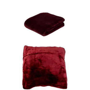Gözze Premium Cashmere-Feeling Decke und 2er Set Cashmere-Feeling Kissen, 220x240 cm + 50x50 cm, Farbe: Bordeaux im Sale